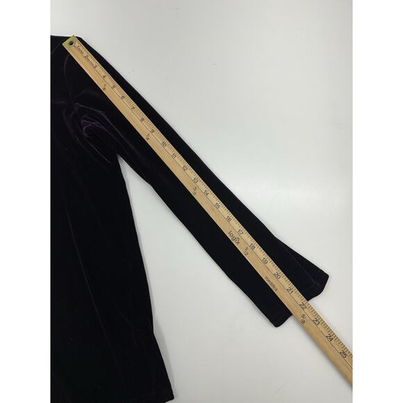 Kathie Lee Collection Womens Shirt Small Button Up Long Sleeve Purple Velour - Picture 9 of 11